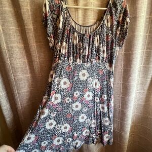 SO Blue and Cream Floral Mini Dress